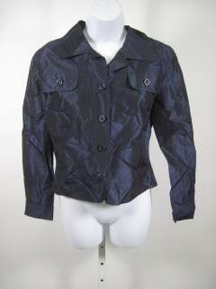 JON Blue Button Down Silk Top Shirt Blouse Sz 6  