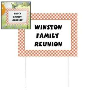  Personalized Orange Gingham Yard Sign   Party Decorations 