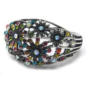   Bracelet with Multicolor Crystal Flowers for Formal, Prom, or Weddings