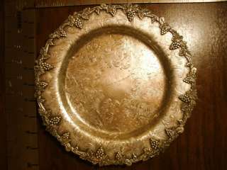 Sheffield Silver Plate Grapevine Tray Dish relief etch  