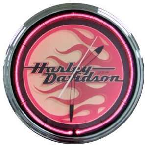  Free Shipping   20 Inch Harley Davidson Flames Neon Clock 