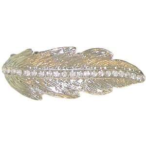   Adjustable Leaf Ring with Rhinestones In Silver Tone: Jewelry