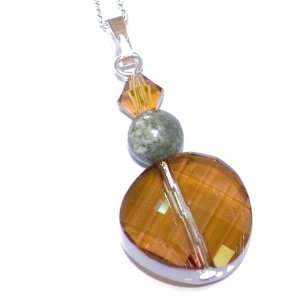    Swarovski Crystal Copper & Connemara Marble Pendant Jewelry
