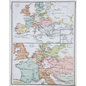  Norstedt Map of Europe Before and After 1815 (1876 