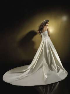 New Hot Gorgeous A line Strapless White Wedding Dress Bridal Gown Size 