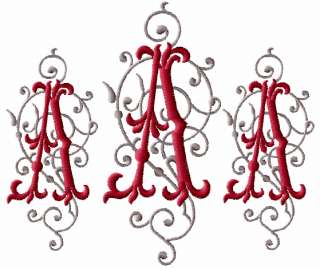 Barocco Initials Font Machine Embroidery Designs 5x7 hoop  