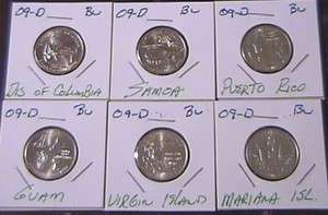   All Six BU Territorial Quarters From Mint Set. .  