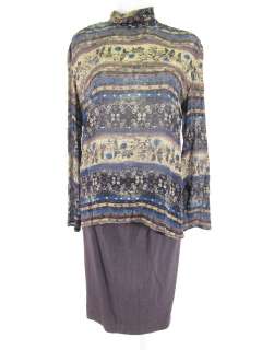 VNTG EMANUEL UNGARO Multi Color Silk Shirt Skirt Set 12  