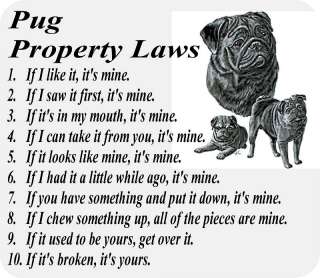 BLACK PUG DOG BREED PROPERTY LAWS   COMPUTER MOUSE PAD  
