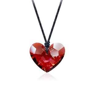   Heart Shape Cut Swarovski Crystal Pendant Necklace on Cord Jewelry
