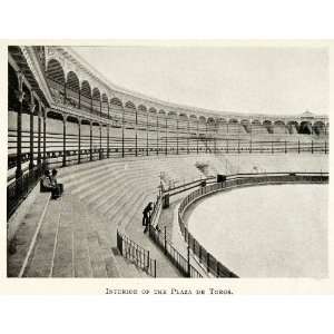 1907 Print Cordoba Andalusia Spain Interior Plaza Toros Ronda Coliseum 