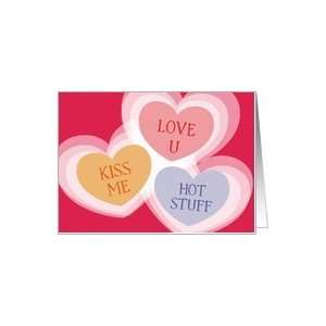  Candy hearts corny phrases Valentines Day card Card 