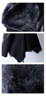 Womens luxury 100%Italian lamb skin leather black fur mustang jacket 