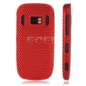   Ecell   RED PERFORATED MESH BACK CASE COVER FOR NOKIA C7 Electronics
