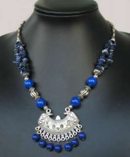 NEW IN TIBET STYLE TIBETAN SILVER LAPIS NECKLACE  