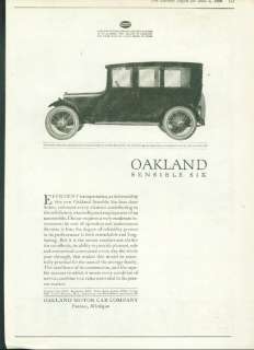Lot of 1920 Oakland Sensible Six Motor Car Ads   3  