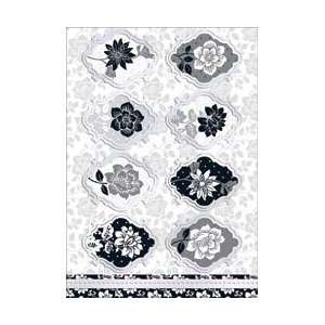 Shabby Chic Die Cut Punch Out Sheet 8X12   Vintage Flowers Black/White 
