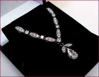 Stunning Estate Vintage Platinum Pear Shaped Diamond 18 Inch Necklace 