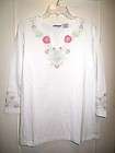 121AVENUE   Draped 3/4 Floral Lace Sleeve Top White 1X  