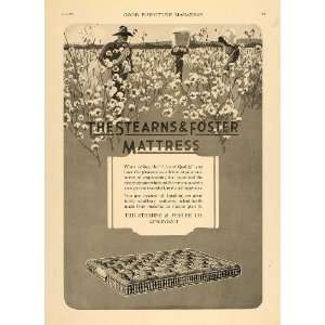  1919 Ad Stearns Foster Mattresses Cotton Field Picking 