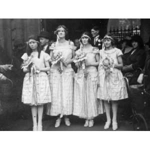  A Group of Four Bridesmaids Holding Bouquets Photographic 