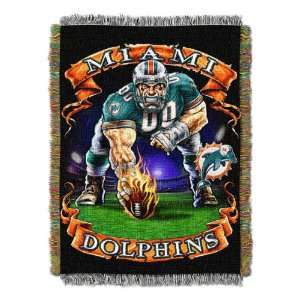  Miami Dolphins Three Point Stance Woven Tapestry Throw 