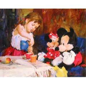  Mouse Teatime with Mickey & Minnie Mouse little Girl Disney Fine Art 
