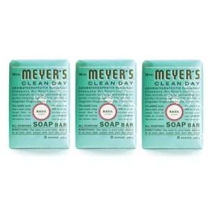  Mrs. Meyers Clean Day All Purpose Bar Soap, Basil, 8 oz, 3 