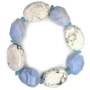  Blue Lace Agate, Howlite and Tigers Eye Bracelet 