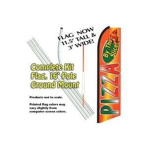  PIZZA BY THE SLICE Feather Banner Flag Kit (Flag, Pole 