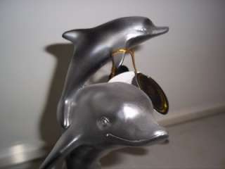   DOLPHIN FIGURINE HOME OFFICE SCHOOL GIFT STATUE POLY RESIN CHERRY BASE