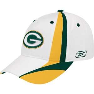 Reebok Green Bay Packers White Colorblock Adjustable Hat 