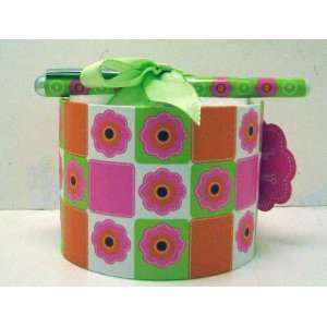   SOM2330 Orange And Pink Round Memo Cube With Pen 