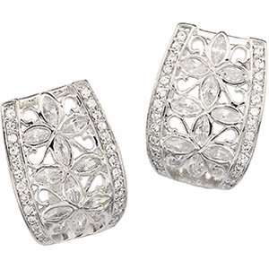  Sterling Silver Pair Cubic Zirconia Earrings Jewelry