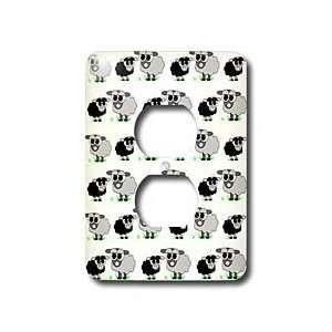   Black and Grey Sheep Print   Light Switch Covers   2 plug outlet cover
