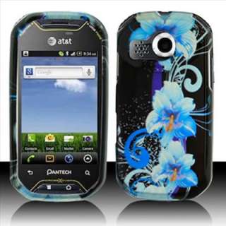 Blue Flower Hard Case Cover for Pantech Crossover P8000 AT&T Accessory