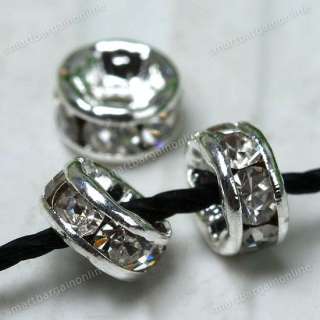 4MM CRYSTAL RONDELLE SILVER PLATED SPACER BEADS 10PCS  
