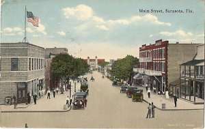 Florida, FL, Sarasota, Main Street 1915 Postcard  