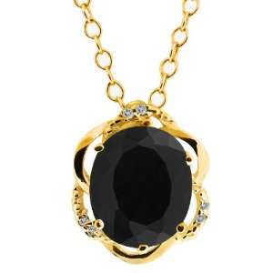 46 Ct Black Oval Onyx and Topaz Yellow Gold Plated Argentium Silver 
