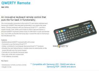 New SAMSUNG 3D Smart TV Blu ray Qwerty Remote RMC QTD1  