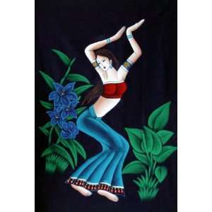   Chinese Art Batik Tapestry Dancing Girl Wall Hanging 