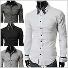 ST29) THELEES NWT Mens casual double collar cuff slim fit dress 
