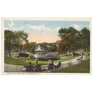 1920s Vintage Postcard View in City Park   Saratoga Springs New York