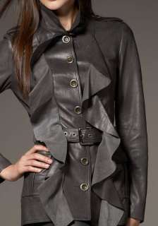 Diane von Furstenberg Millitette Short Ruffled Leather Jacket