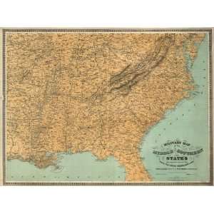 Civil War Map Military map of the middle and southern states showing 