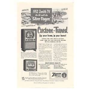   1952 Zenith Walton FitzGerald Custom Tuned TV Print Ad