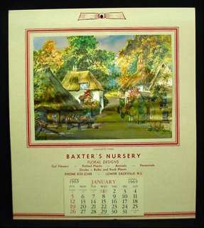 Baxters Nursery Lower Sackville Nova Scotia 1969 Calendar  