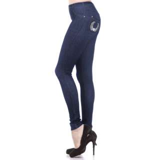   Dark Denim Wash Fitted Design Skinny Style Jean Leggings Jegging Pants