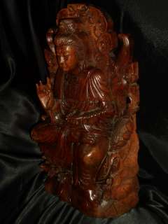 20 Wooden Seated Meditating Quan Yin Buddha Sculpture  