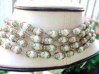 Vintage Miriam Haskell 4 Strand White Bead Choker Necklace  